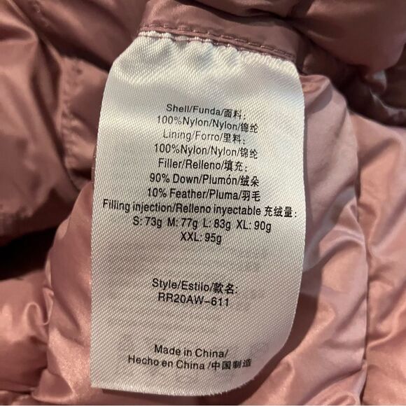 Rokka&Rolla Down Lightweight Packable Coat Puffer Hood Pink Jacket Women's Small - Picture 12 of 12